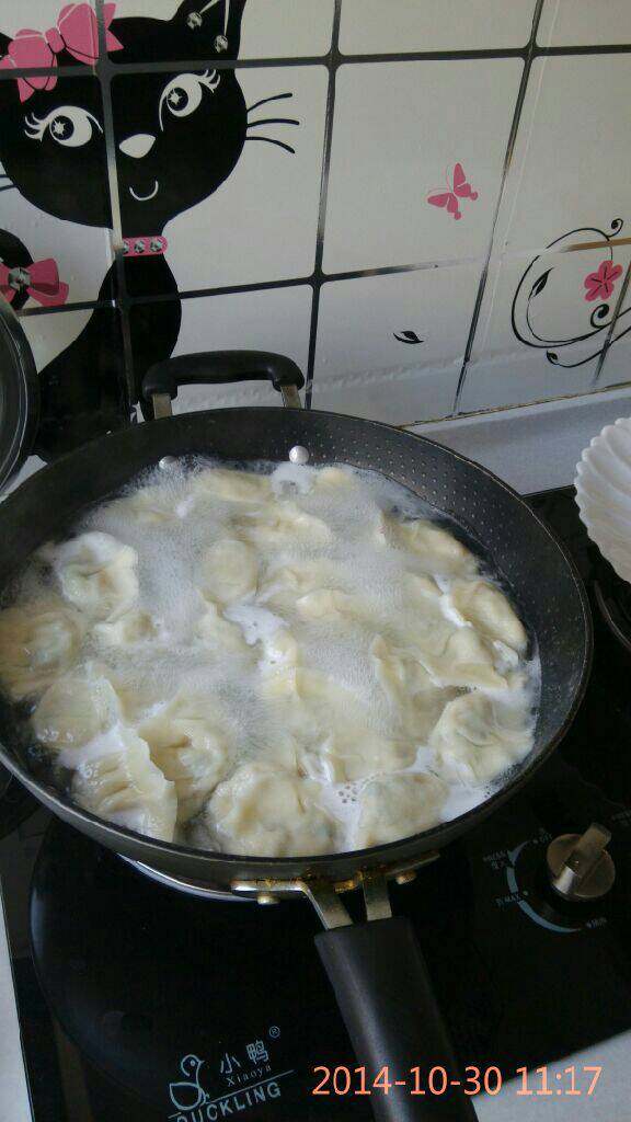 小白菜猪肉水饺,包好饺子了，烧水，水开后煮饺子，大概15分钟就好了