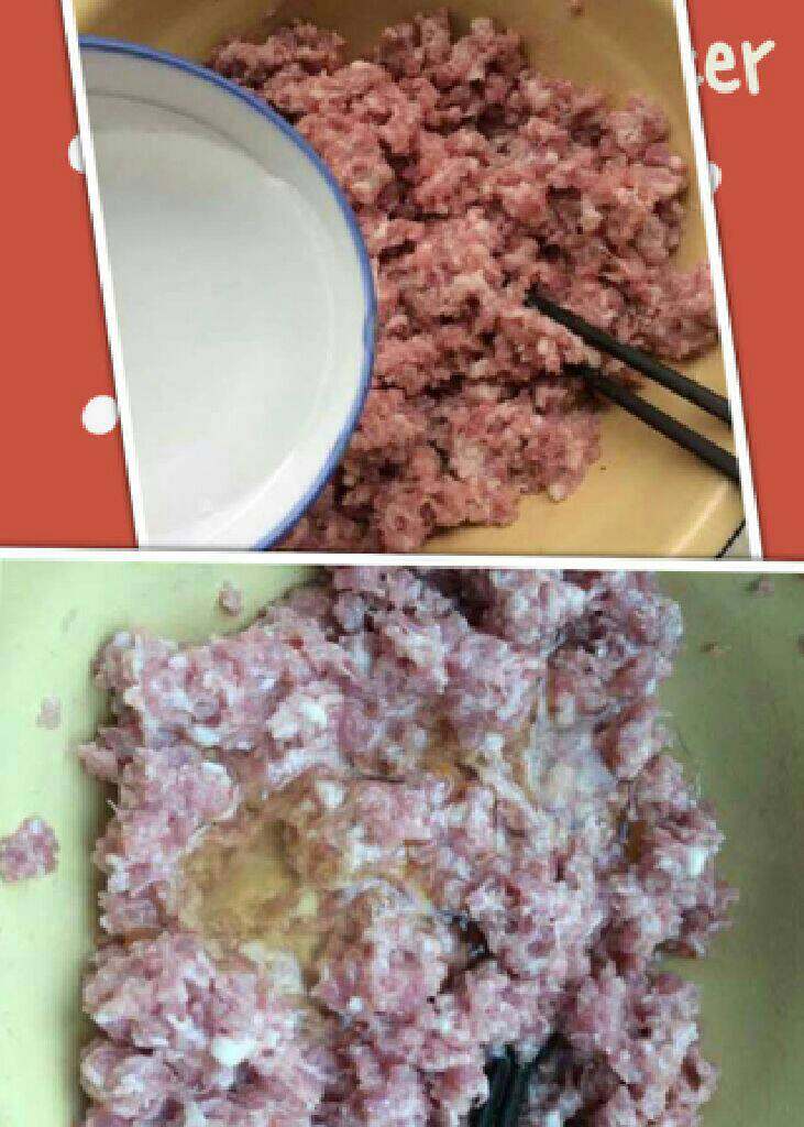 鲜美混沌汤,肉末加入水,加两个蛋清