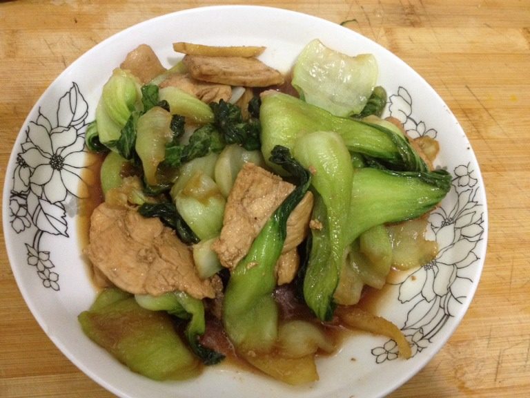 油菜炒鸡肉