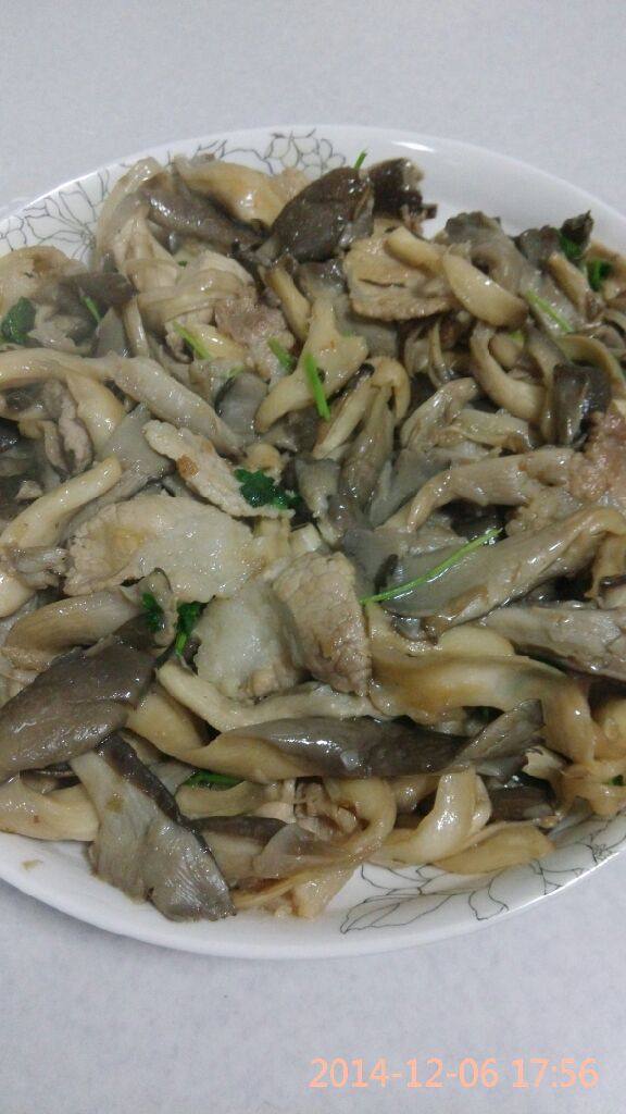 鲜蘑炒五花肉