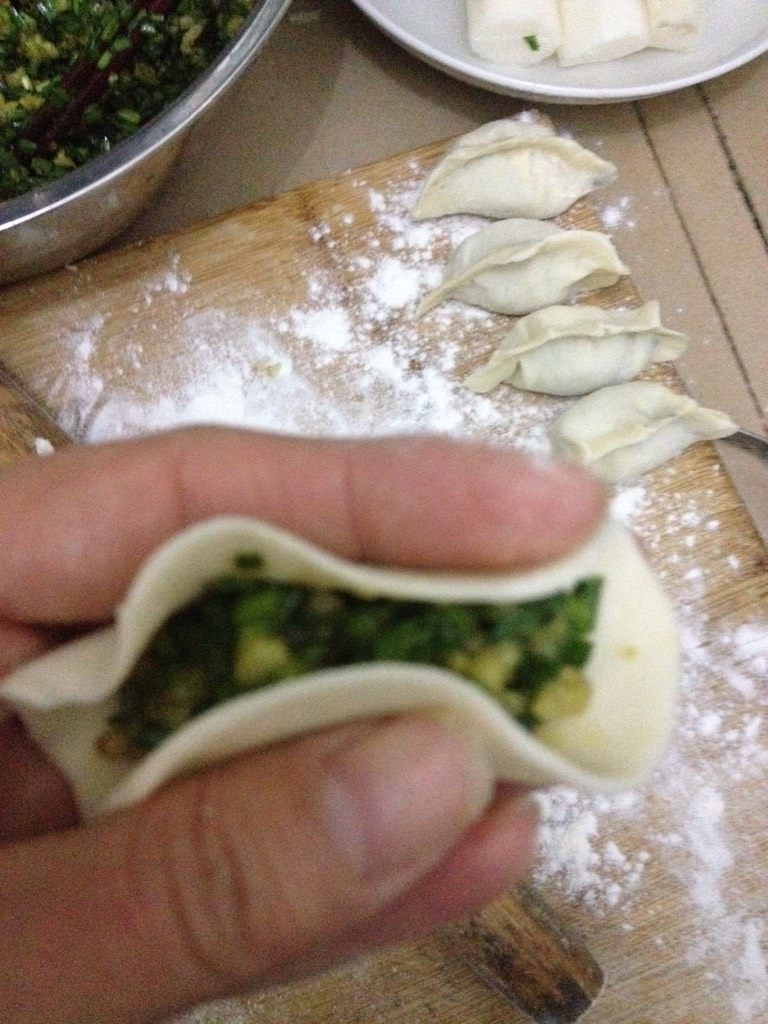 独家秘方-韭菜蛋饺子,包饺子 素馅可包多点 好吃