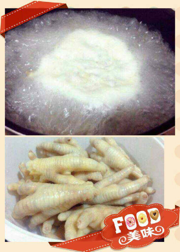 红烧鸡爪,放锅里煮一会鸡爪，捞起