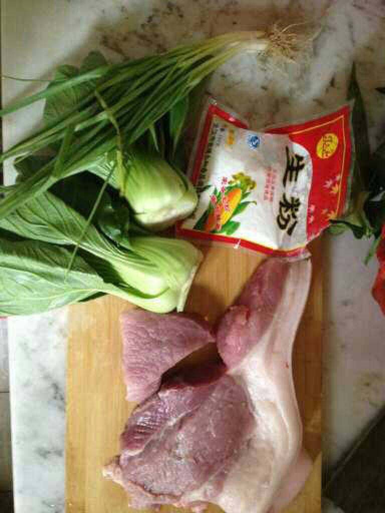 青菜肉末汤,准备材料