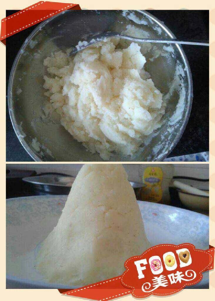 可以吃的圣诞树,压成泥，拿一个空盘子把土豆泥堆成小山