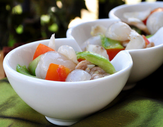 百合肉片炒荔枝