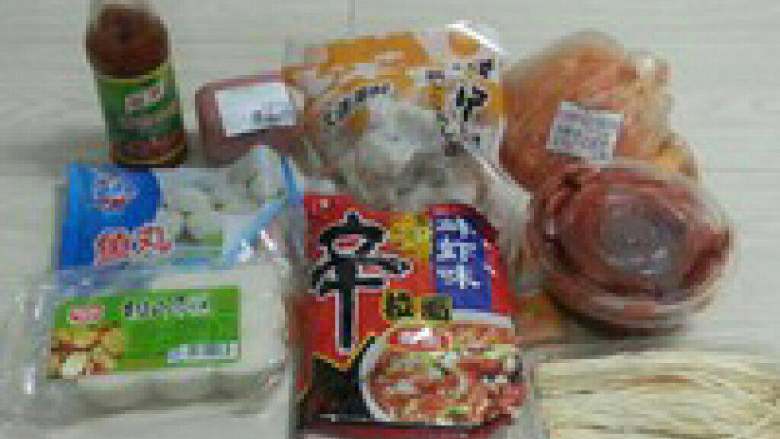 部队火锅面,准备材料