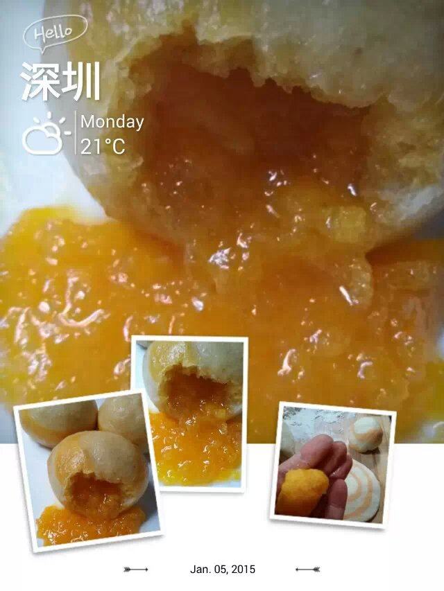 黄金流沙包,冷水上锅，中大火蒸15分钟，关火后焖3分钟即可出锅。