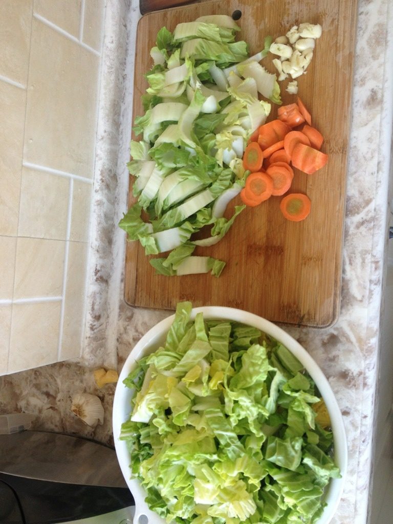 红萝卜炒青菜,如图，准备材料，萝卜切片，<a style='color:red;display:inline-block;' href='/shicai/ 2794'>大蒜</a>拍碎，<a style='color:red;display:inline-block;' href='/shicai/ 3517'>青菜</a>切掉