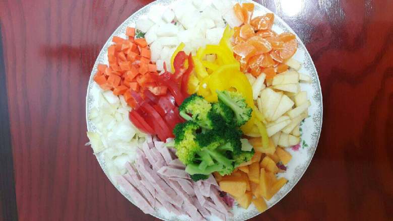 披萨,披萨用的材料有<a style='color:red;display:inline-block;' href='/shicai/ 425'>香肠</a>、<a style='color:red;display:inline-block;' href='/shicai/ 119'>西兰花</a>、<a style='color:red;display:inline-block;' href='/shicai/ 29'>洋葱</a>、黄红大辣椒。