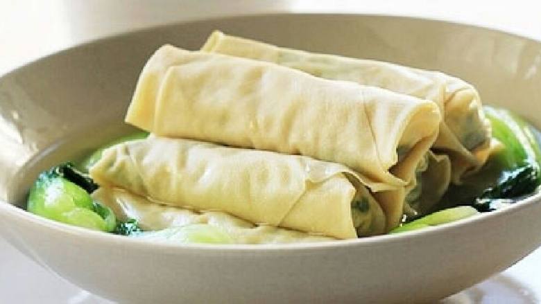 鸡汁荠菜百叶包