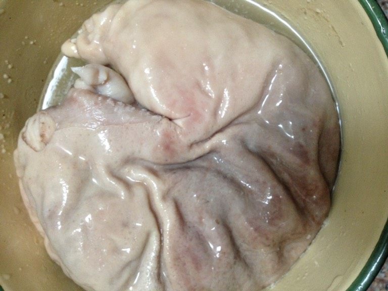 如何简单处理猪肚,如图处理好的半成品,猪肚直接炖汤或者把猪肚放锅里煮熟即可,(煮熟的猪肚可放入辣椒炒,或者烧酸菜猪肚也很不错哦,)