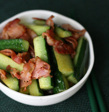 三文鱼芥末酱炒培根瓜条