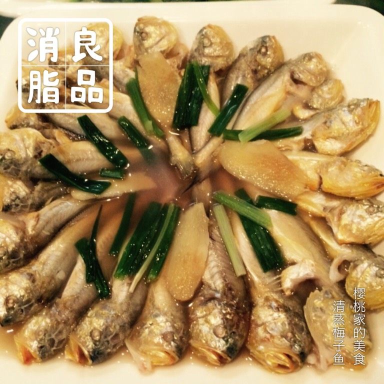 清蒸梅子鱼,如图出锅后浇上李锦记蒸鱼豉油就可以上桌食用了。