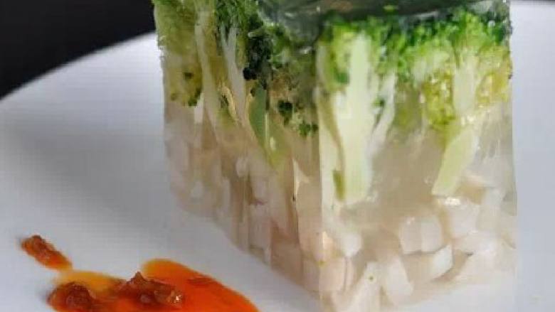 创意菜 时蔬水晶皮冻