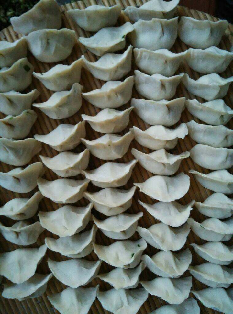 火腿鸡蛋韭菜饺子,包好即可