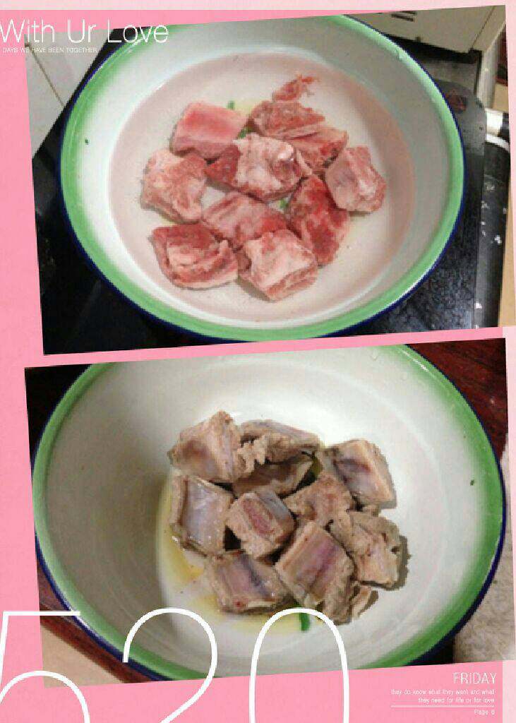 虾仁排骨海参汤, <a style='color:red;display:inline-block;' href='/shicai/ 434'>排骨</a>焯水。洗净备着。