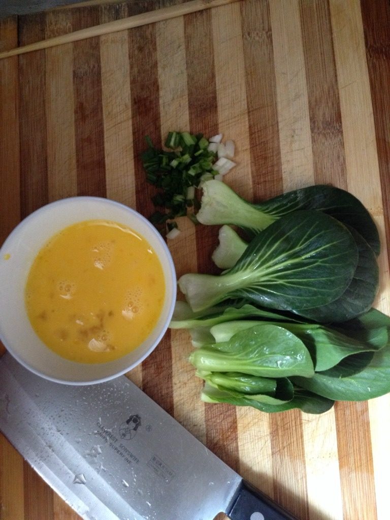 青菜鸡蛋汤面,<a style='color:red;display:inline-block;' href='/shicai/ 3517'>青菜</a>洗净，葱切小段，<a style='color:red;display:inline-block;' href='/shicai/ 9'>鸡蛋</a>打匀成<a style='color:red;display:inline-block;' href='/shicai/ 9'>鸡蛋</a>液