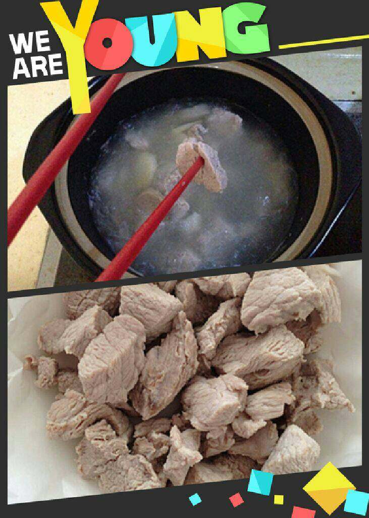 面包机版肉松,转中小火炖煮至猪肉可以用筷子轻轻就能穿过去就是好了。捞出沥干水放凉。