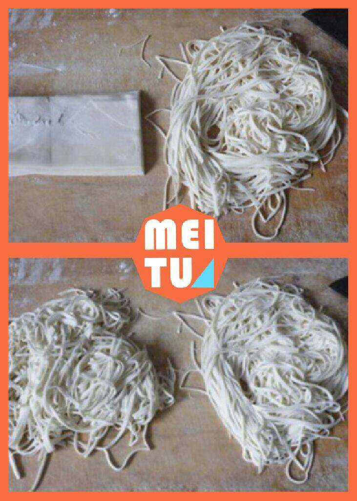 自制汤面条,切面, 切好面条备用
