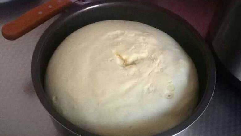 水果奶油蛋糕,如图,蛋糕好了,打开是这样的,倒扣出来,