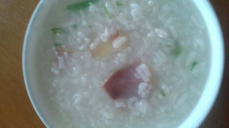 腊肉粥,搅拌均匀，开吃