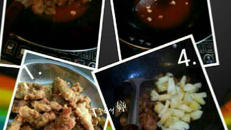 年夜饭菜谱(菠萝荔枝肉),如图，另外起锅，番茄汁放入烧开，倒入炸好的肉翻裹一下，放菠萝粒快速翻炒即可出锅。