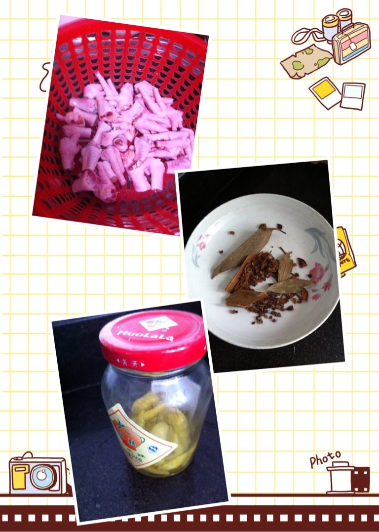 简易泡椒风爪,鸡爪洗净，斩成小段泡一会，料备好