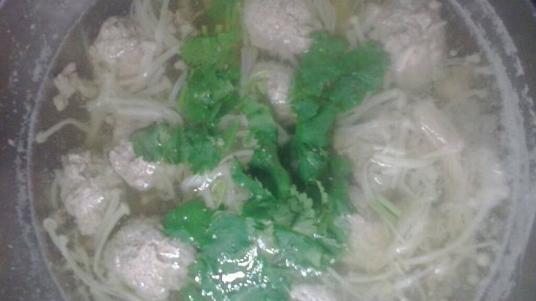 自制肉丸煮金针菇