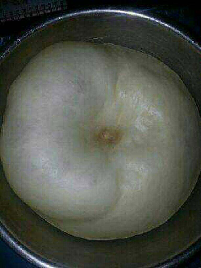 牛奶刀切馒头,将面团放置于温暖的环境下醒发至两倍大小，醒发后中间按下，不回弹即可。