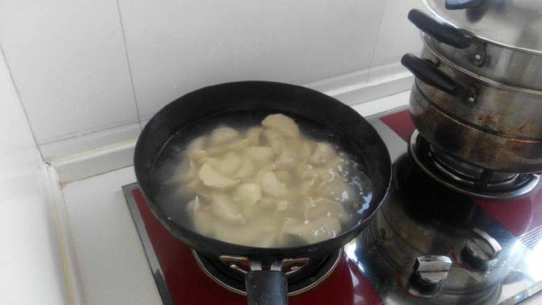 羊肉胡萝卜水饺,开始包饺子，最后锅里放适量水烧开放入包好的饺子，加点盐，用漏勺不停推动饺子，防止粘锅，等水烧开后激两次凉水，等饺子飘起来就煮好了，最后可以出锅盛盘里了