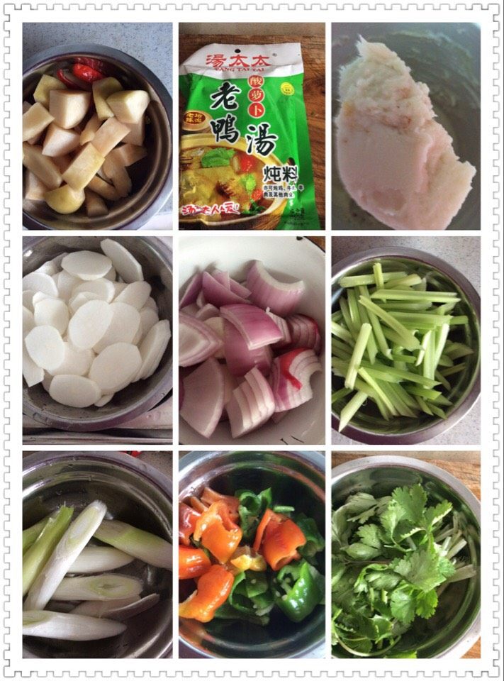 酸萝卜炖鸭掌(掌上感觉),总体晒一张辅料图