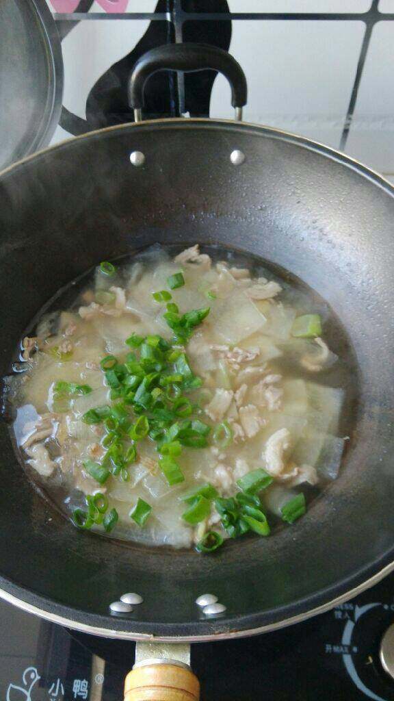 羊肉冬瓜汤,关火撒入葱花，即可