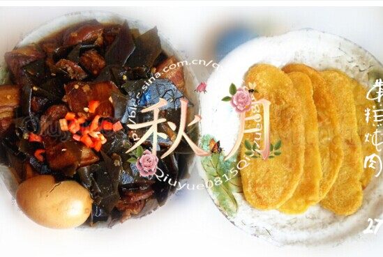 黄糕炖肉,舀碗炖肉和煎黄糕一起吃,没有不香的。