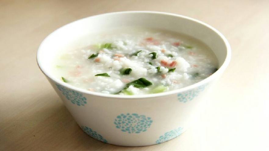 青菜肉末粥