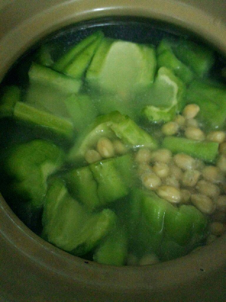 苦瓜骨头汤,在转小火煲二十分钟左右  在把苦瓜和放入大火煲开