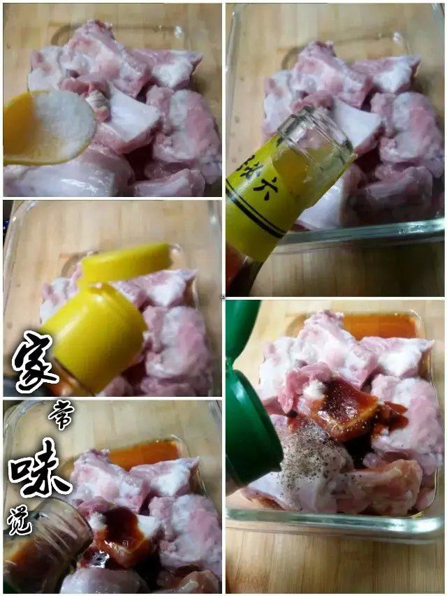 京都排骨,加盐，<a style='color:red;display:inline-block;' href='/shicai/ 788'>生抽</a>，<a style='color:red;display:inline-block;' href='/shicai/ 134340'>黑胡椒粉</a>少许，<a style='color:red;display:inline-block;' href='/shicai/ 718'>料酒</a>，蚝油拌匀腌制1个小时。