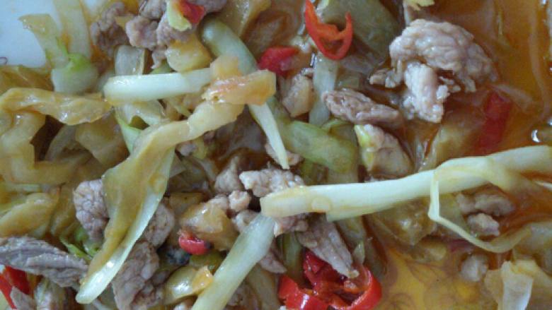 韭黄榨菜炒肉丝
