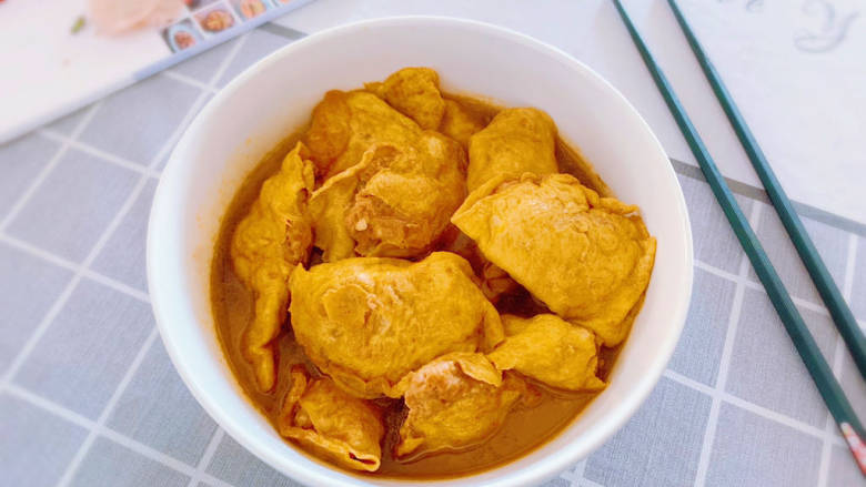 红烧蛋饺子,成品，忘记放葱花了