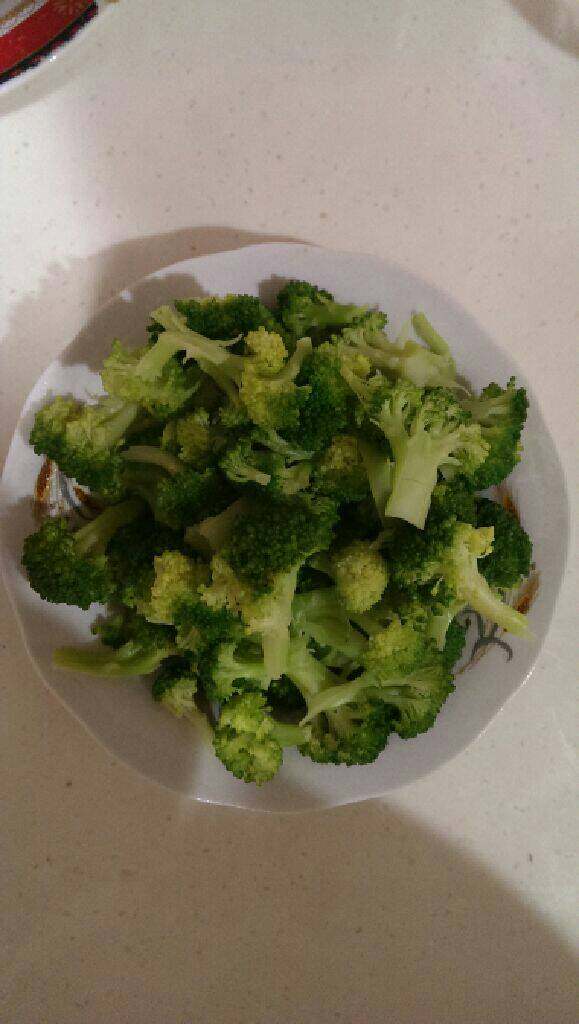 清炒西兰花,<a style='color:red;display:inline-block;' href='/shicai/ 119'>西兰花</a>掰成小块，用热盐水焯一下备用