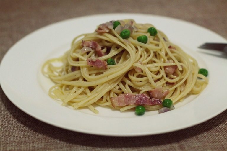 培根奶香意大利面,如图