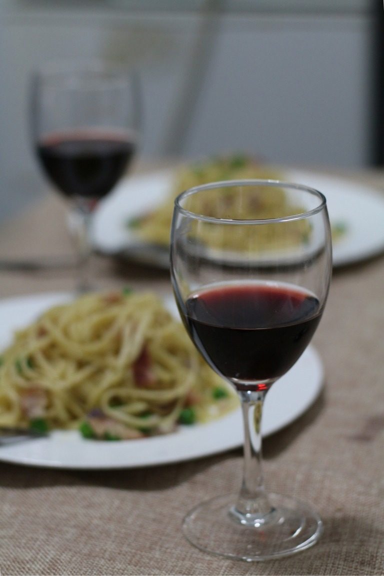 培根奶香意大利面,如图