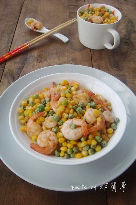 玉米豌豆炒虾仁
