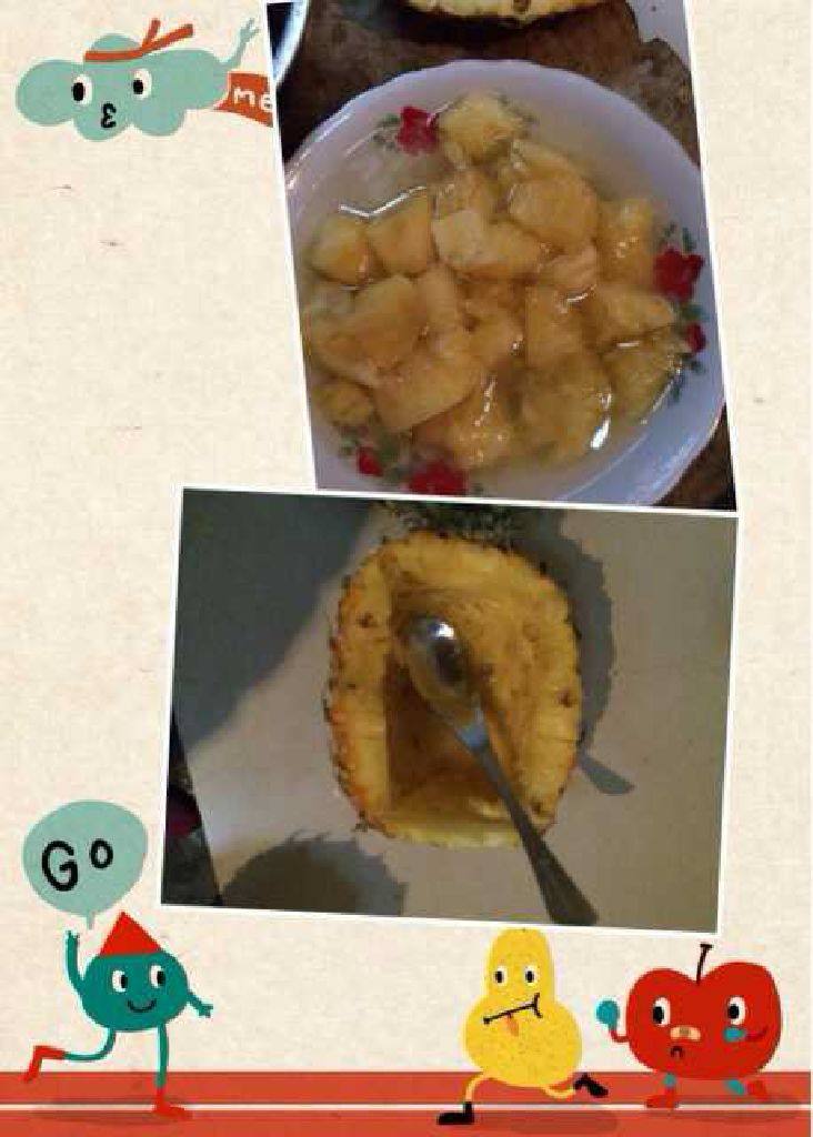火腿菠萝炒饭,把菠萝肉挖出来用盐水泡一下，做个菠萝船！