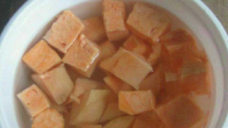 地瓜红枣汤,<a style='color:red;display:inline-block;' href='/shicai/ 2597'>地瓜</a>去皮切块儿，放入清水中浸泡备用；