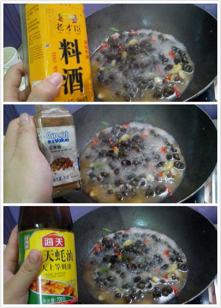 香辣石螺,这个时候放点料酒,五香粉,蚝油炒入味