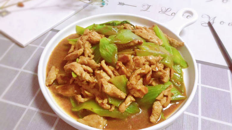 莴苣炒里脊肉,成品